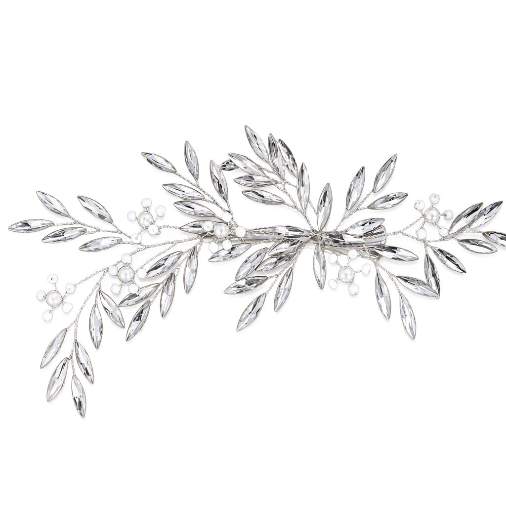 Full hair vine showing silver branches and pearl accents