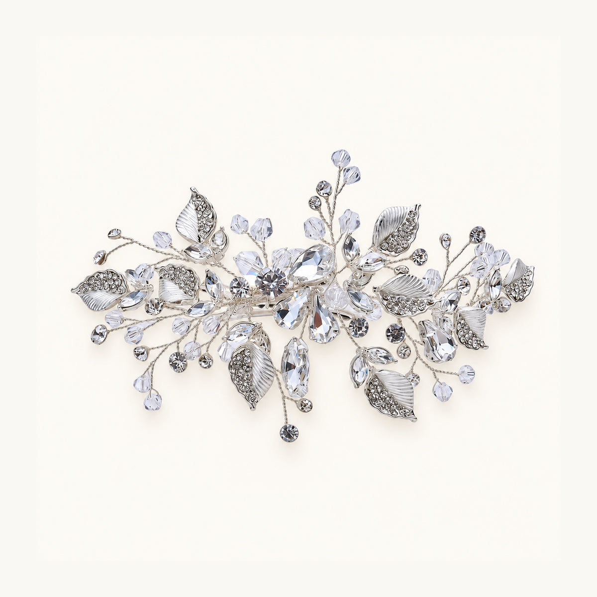 Handmade Crystal Bridal Hair Clip with Alloy Details in Silver