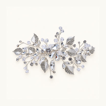 Handmade Crystal Bridal Hair Clip with Alloy Details in Silver