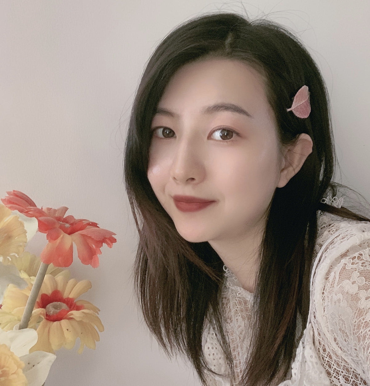 Embroidered Leaf Side Hair Clip, additional view 3