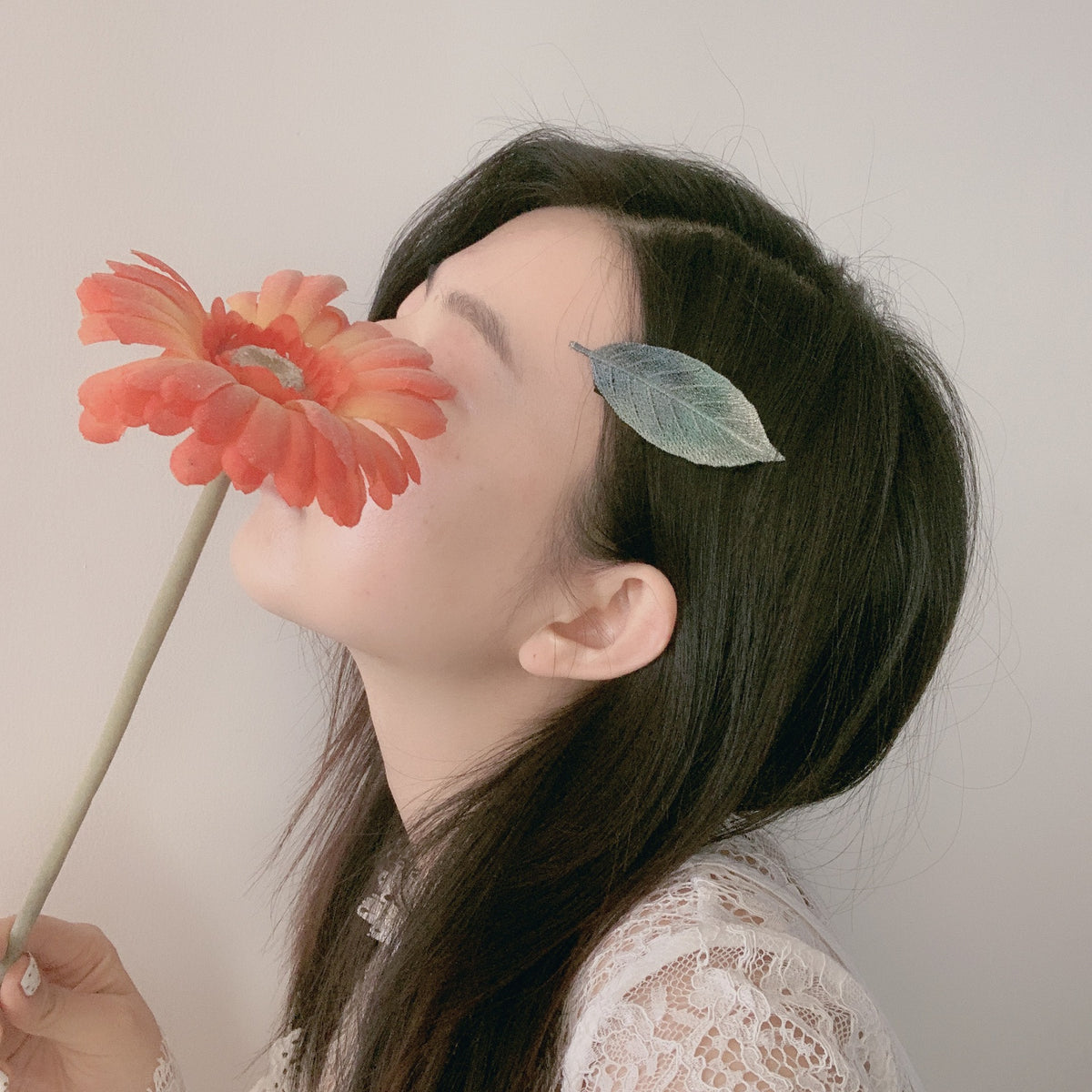 Embroidered Leaf Side Hair Clip, additional view 2
