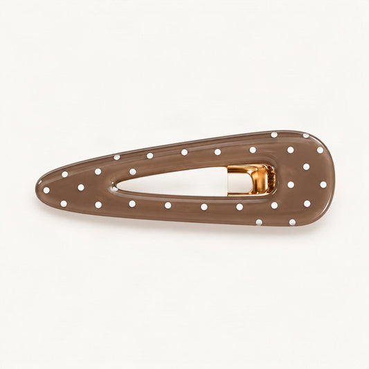 Acetate Polka Dot Cutout Barrette in Chocolate Polka Dot [FITINY Hair]