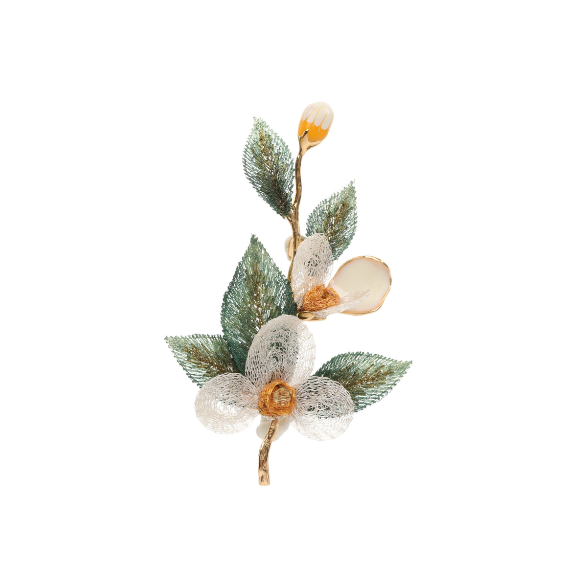 Rose Scrunchie with Embroidered Leaves, additional view 3