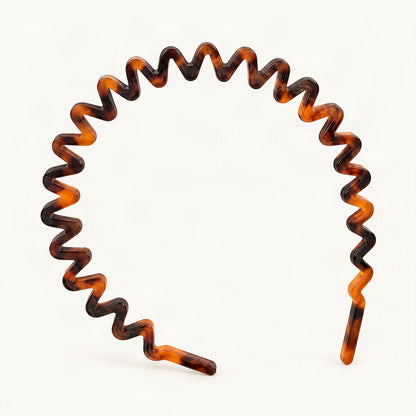 Wavy Cellulose Acetate Headband, 6 mm Thick in Dark Leopard [FITINY Hair]