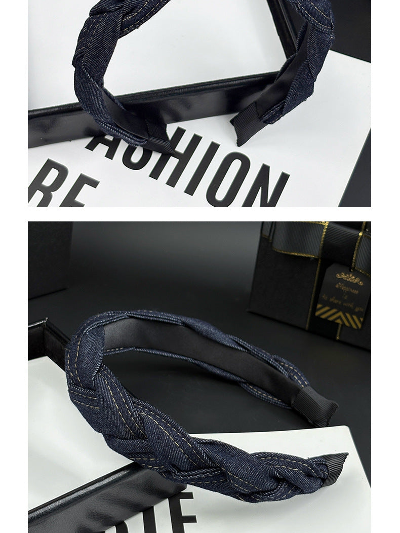 Braided Denim Headband – Twisted Knot Style, additional view 3