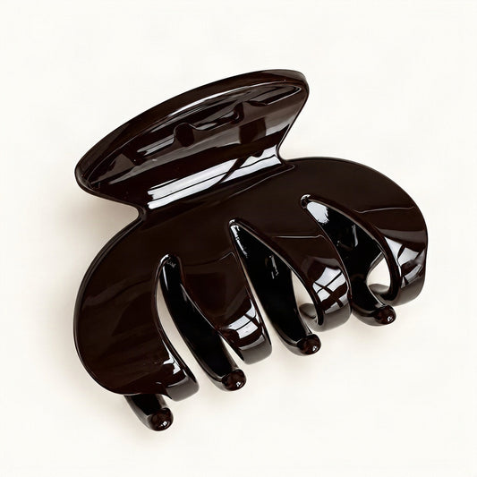 Small Glossy Resin Claw Clip in Chocolate [FITINY Hair]