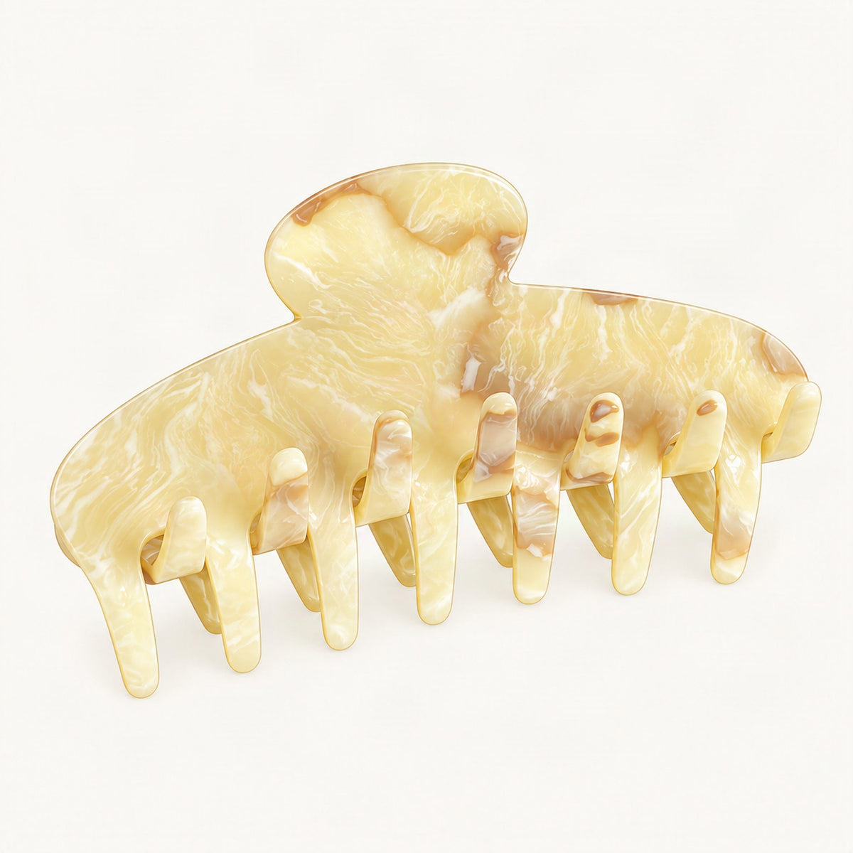 Large Marbled Acetate Claw Clip in Cream Marble [FITINY Hair]
