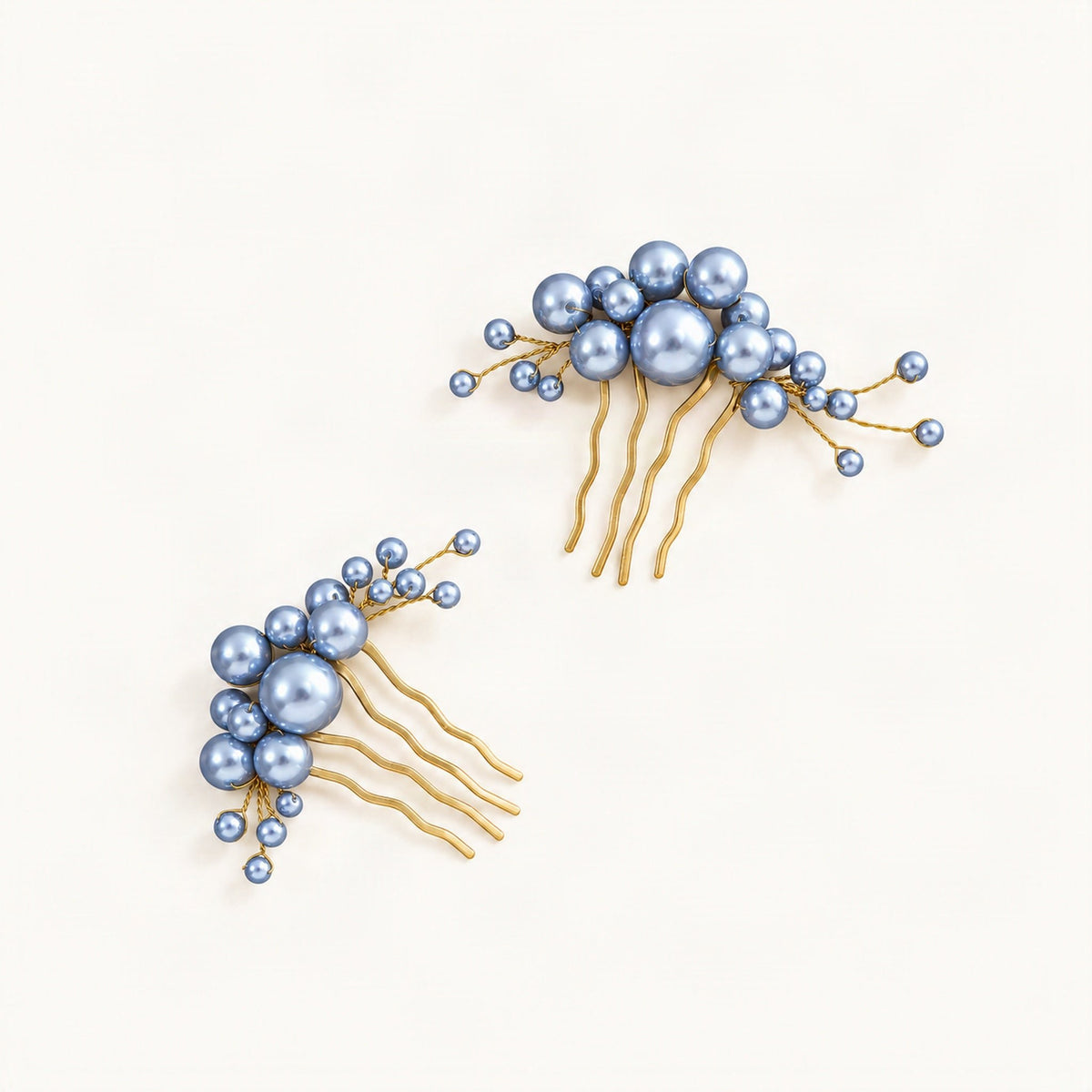 Gold hair pins decorated with clustered faux pearls [FITINY Hair]