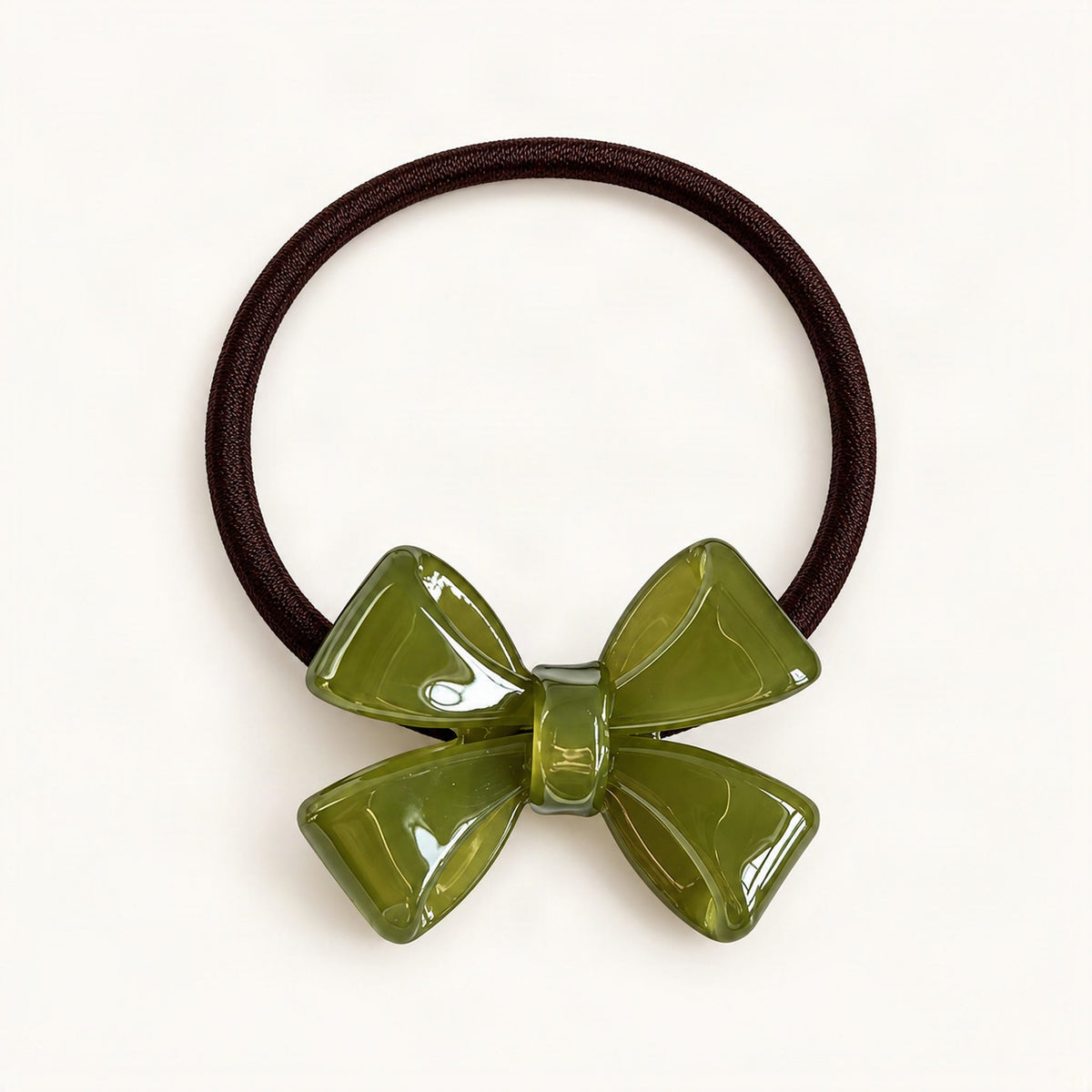 Green sculptural bow hair tie detail [FITINY Hair]