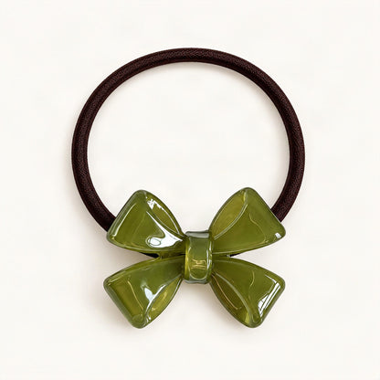Green sculptural bow hair tie detail [FITINY Hair]