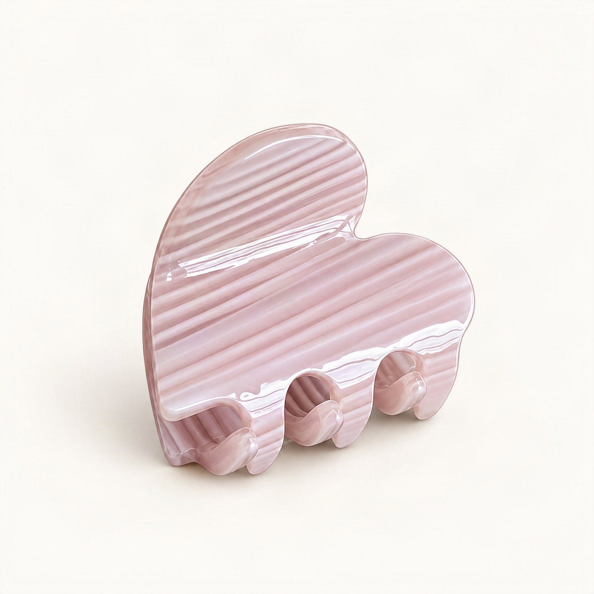 Mini Cellulose Acetate Heart Claw Clip, 1.3 in in Pink & White [FITINY Hair]