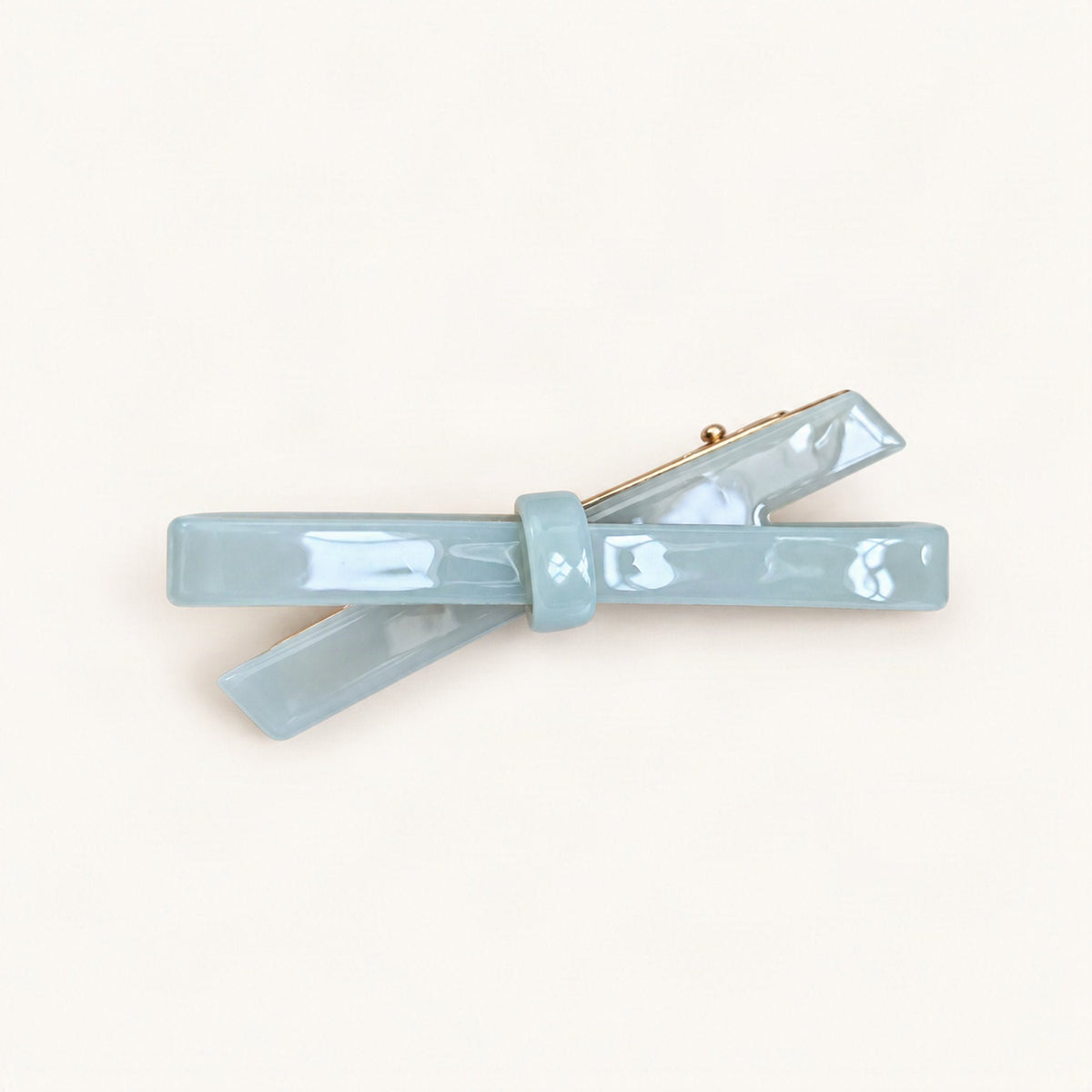 Cellulose Acetate Bow Side Hair Clip, 6.6 cm in Light Blue [FITINY Hair]