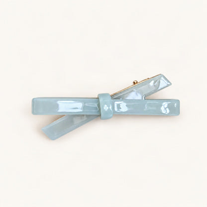 Cellulose Acetate Bow Side Hair Clip, 6.6 cm in Light Blue [FITINY Hair]