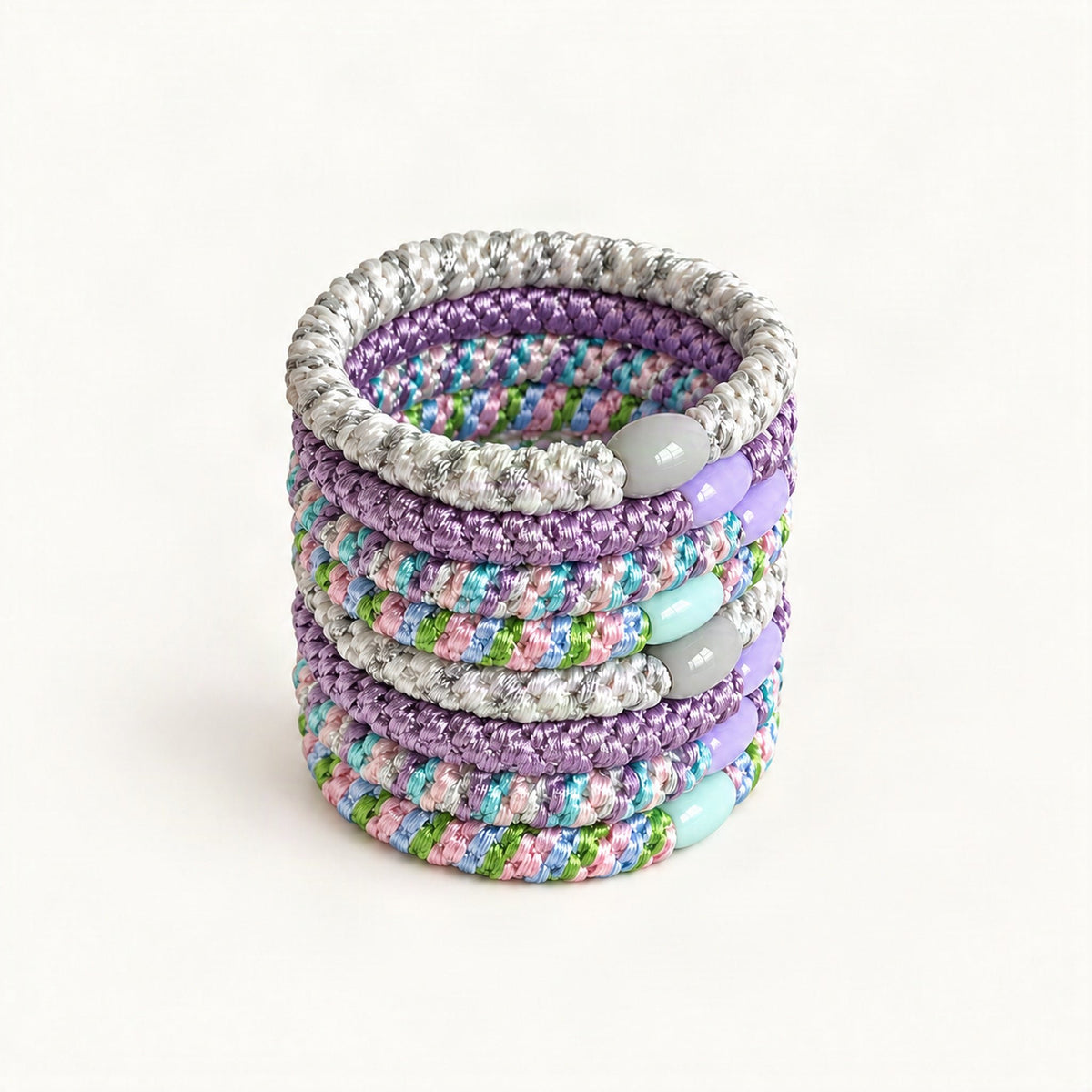 Lavender woven hair tie in a close-up product view [FITINY Hair]