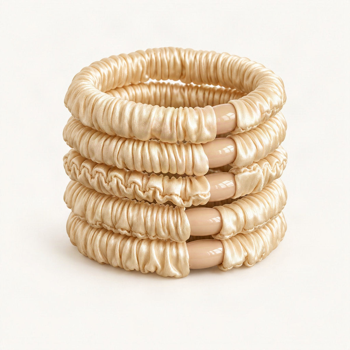 Fabric Hair Ties, High-Stretch Set of 5 in Butter [FITINY Hair]