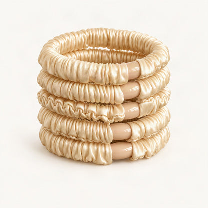 Fabric Hair Ties, High-Stretch Set of 5 in Butter [FITINY Hair]