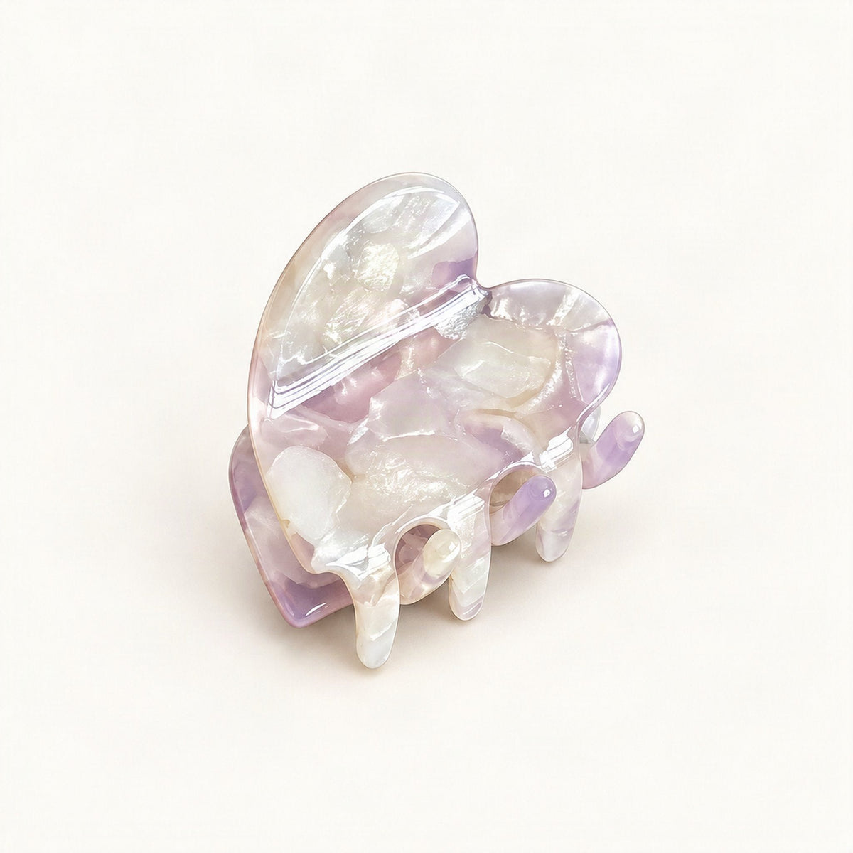 Mini Cellulose Acetate Heart Claw Clip, 1.3 in in Purple Floral [FITINY Hair]