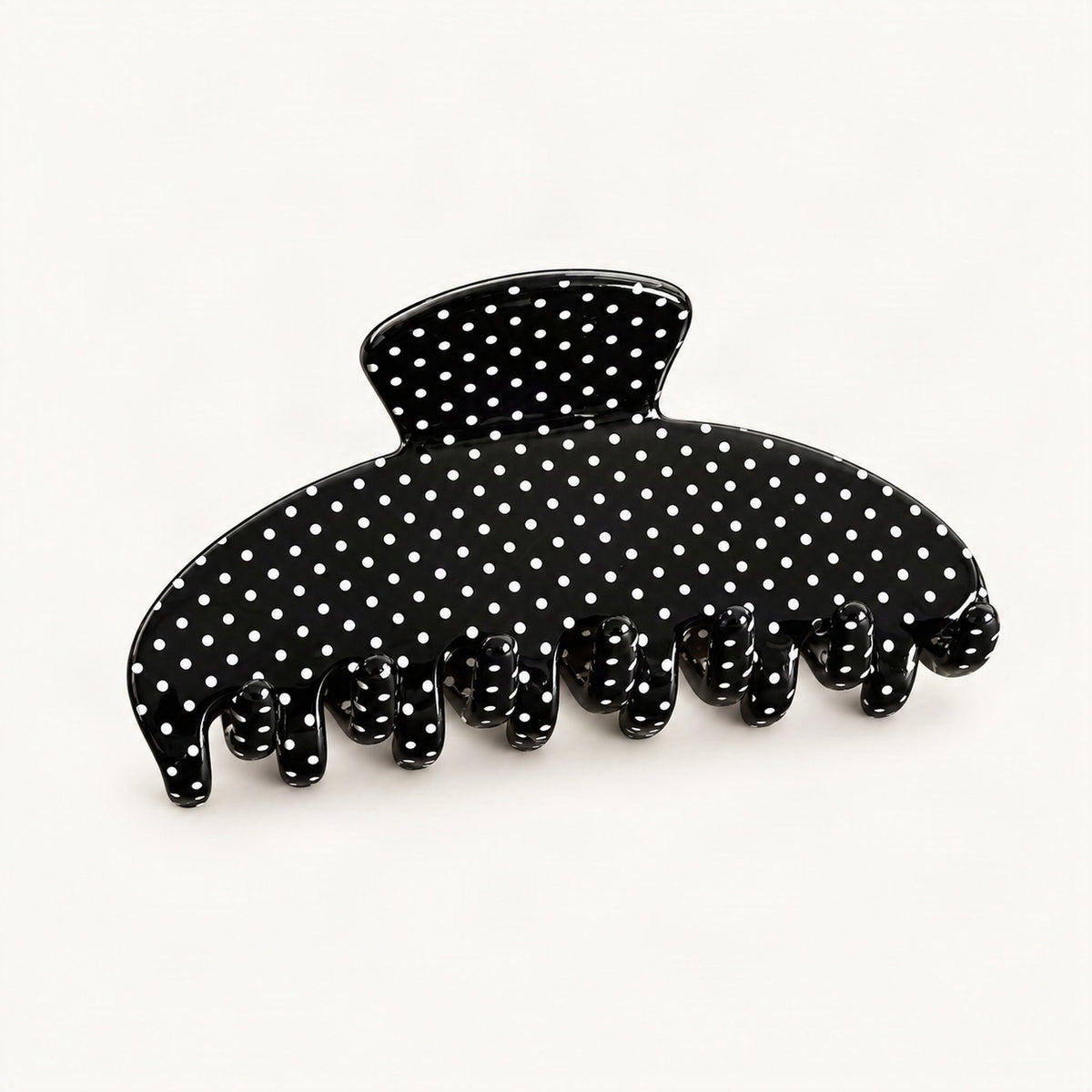 Black polka dot acetate claw hair clip [FITINY Hair]