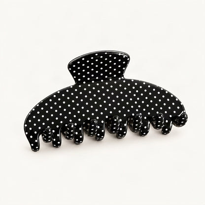 Black polka dot acetate claw hair clip [FITINY Hair]