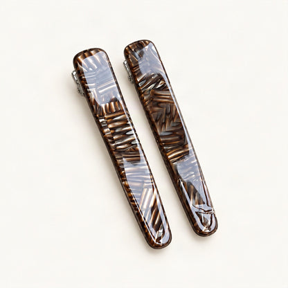 Slim Marbled Acetate Side Clips, Set of 2 in Stripe [FITINY Hair]