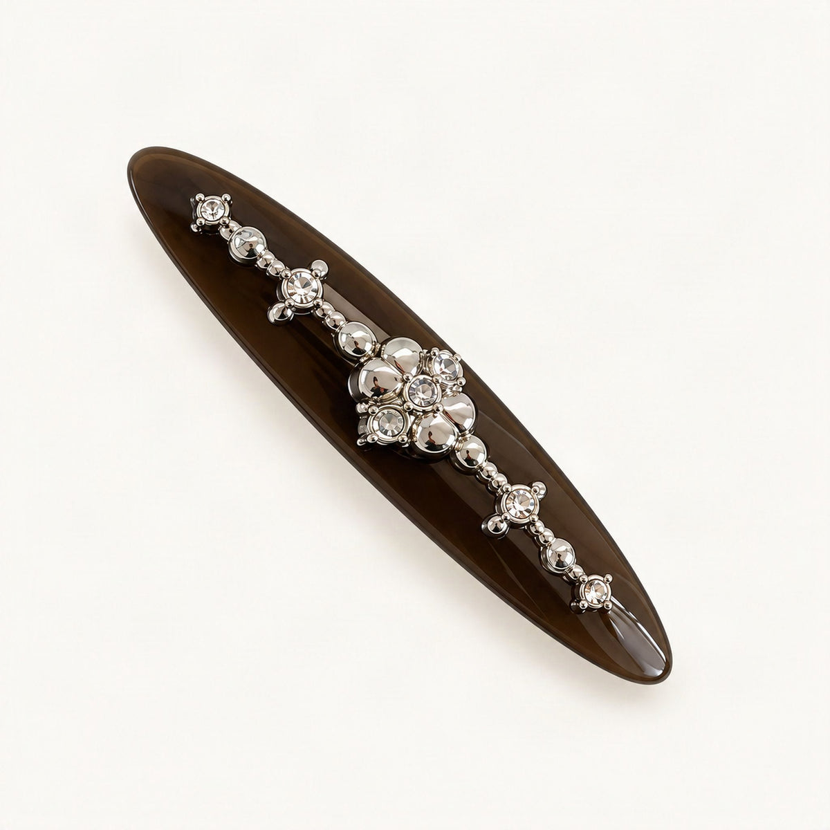 Acetate Side Hair Clip with Metal Detail, 7.5 cm in Brown [FITINY Hair]