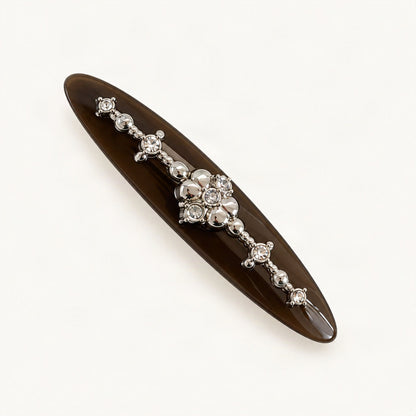Acetate Side Hair Clip with Metal Detail, 7.5 cm in Brown [FITINY Hair]