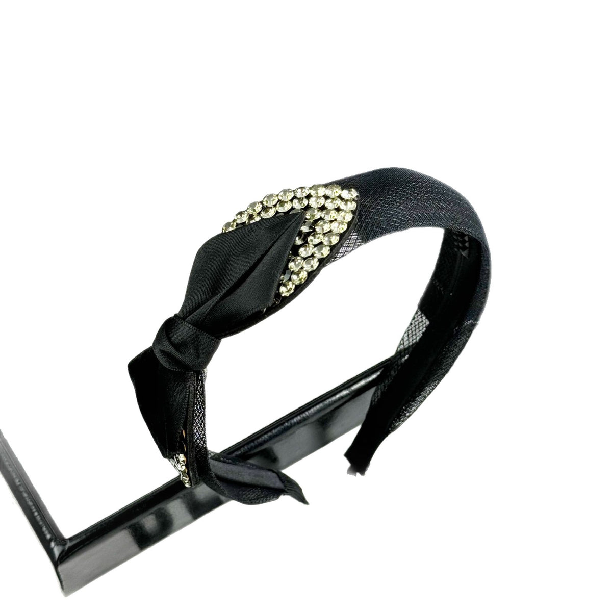 Satin Rhinestone Layered Bow Headband, additional view 1