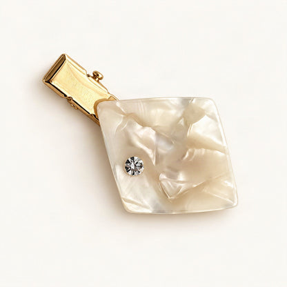 5.4 cm Acetate Side Hair Clip with Rhinestone Detail in White [FITINY Hair]