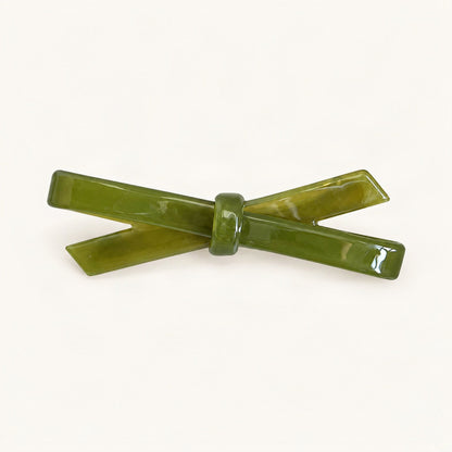 Cellulose Acetate Bow Side Hair Clip, 6.6 cm in Light Green [FITINY Hair]