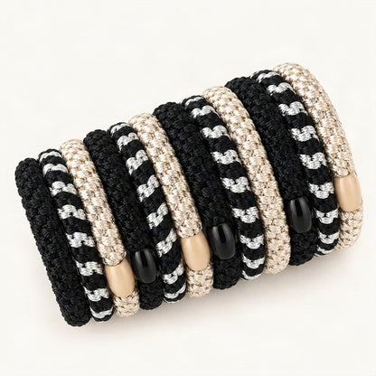 Braided Elastic Hair Ties in a Jar in Black & White [FITINY Hair]