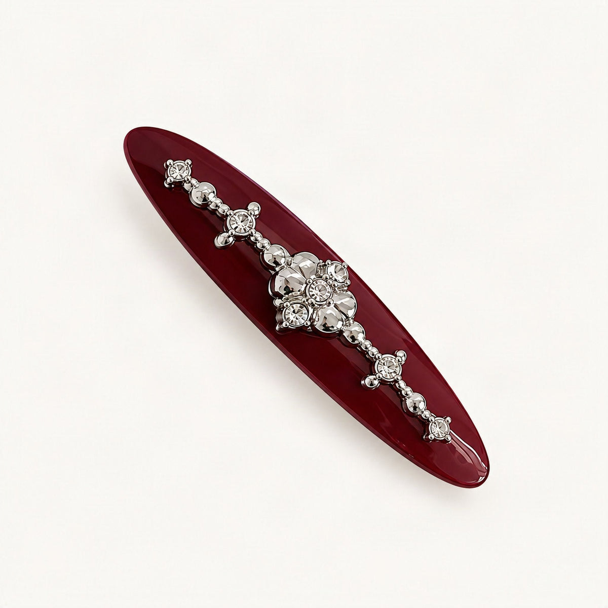 Acetate Side Hair Clip with Metal Detail, 7.5 cm in Red [FITINY Hair]