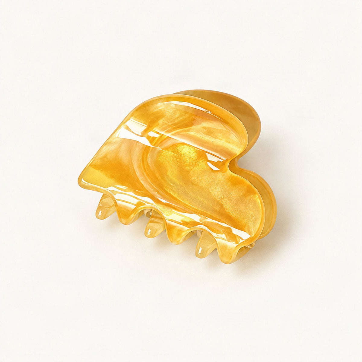 Mini Cellulose Acetate Heart Claw Clip, 1.3 in in Gold Speckle [FITINY Hair]