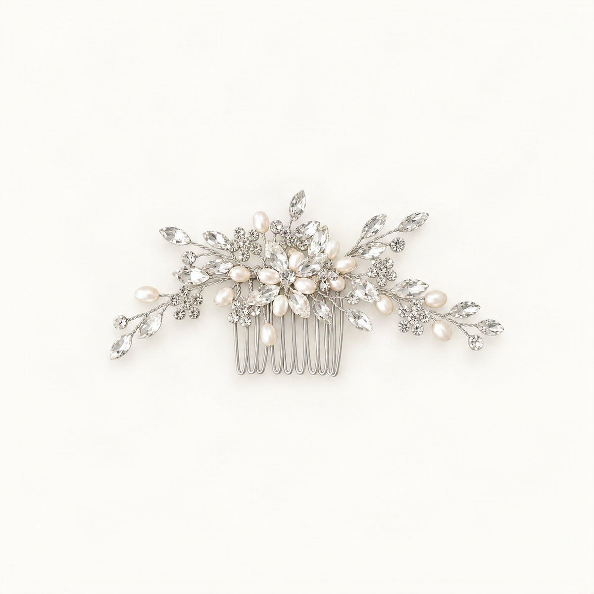 Faux pearl and rhinestone bridal hair comb with delicate branches [FITINY Hair]