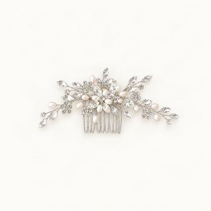 Faux pearl and rhinestone bridal hair comb with delicate branches [FITINY Hair]