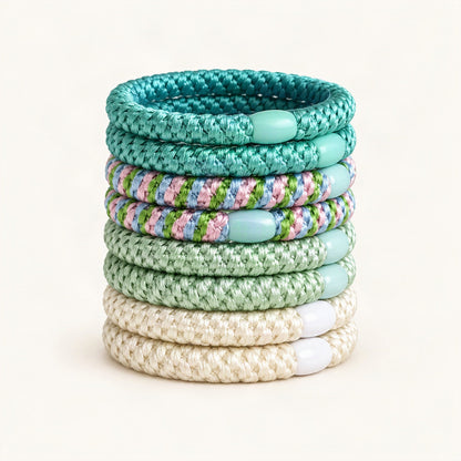 Braided Elastic Hair Tie, 6 cm Woven Hair Scrunchie in Teal [FITINY Hair]