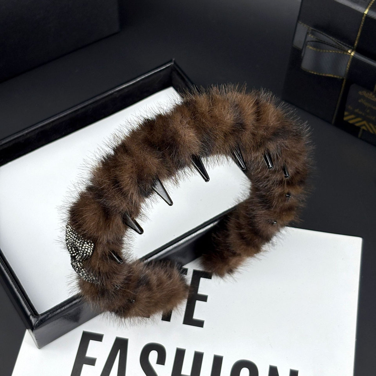 Faux Fur Headband with Toothed Lining, additional view 1