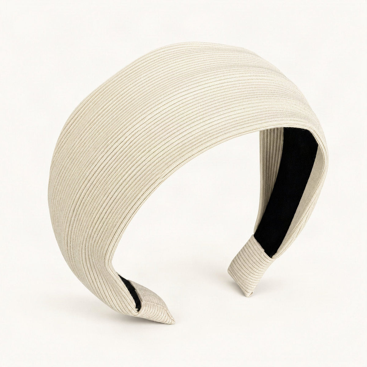 Wide Ribbed Fabric Headband in White [FITINY Hair]