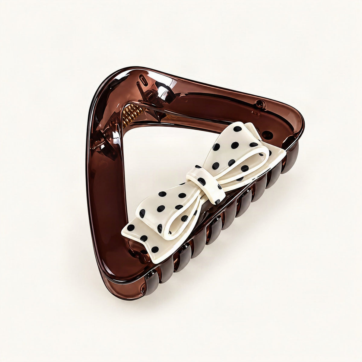 Polka Dot Bow Triangle Claw Clip in Burgundy & Cream [FITINY Hair]