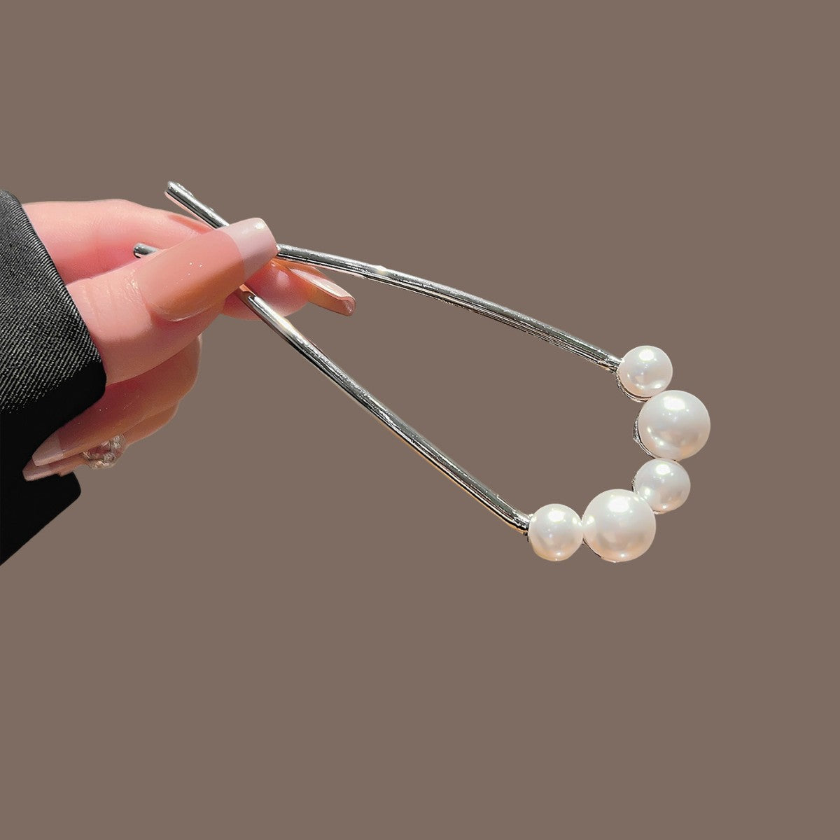 Five-Pearl Metal U-Pin Hair Stick, additional view 6