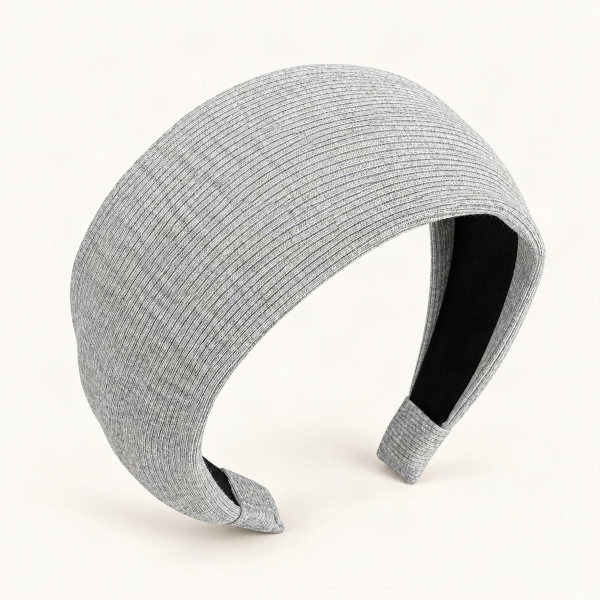 Wide Ribbed Fabric Headband in Grey [FITINY Hair]