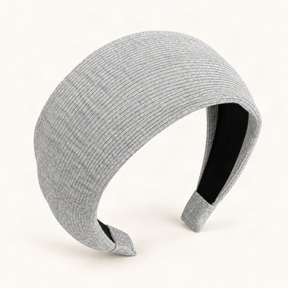Wide Ribbed Fabric Headband in Grey [FITINY Hair]