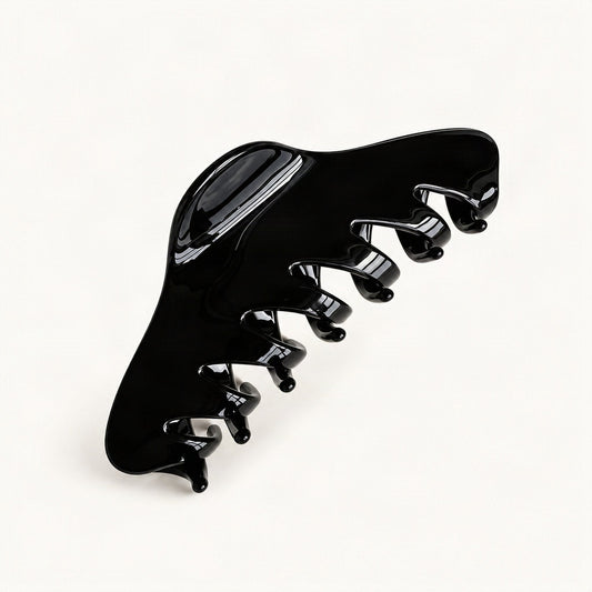 Large Cellulose Acetate Claw Clip, 12 cm in Black [FITINY Hair]
