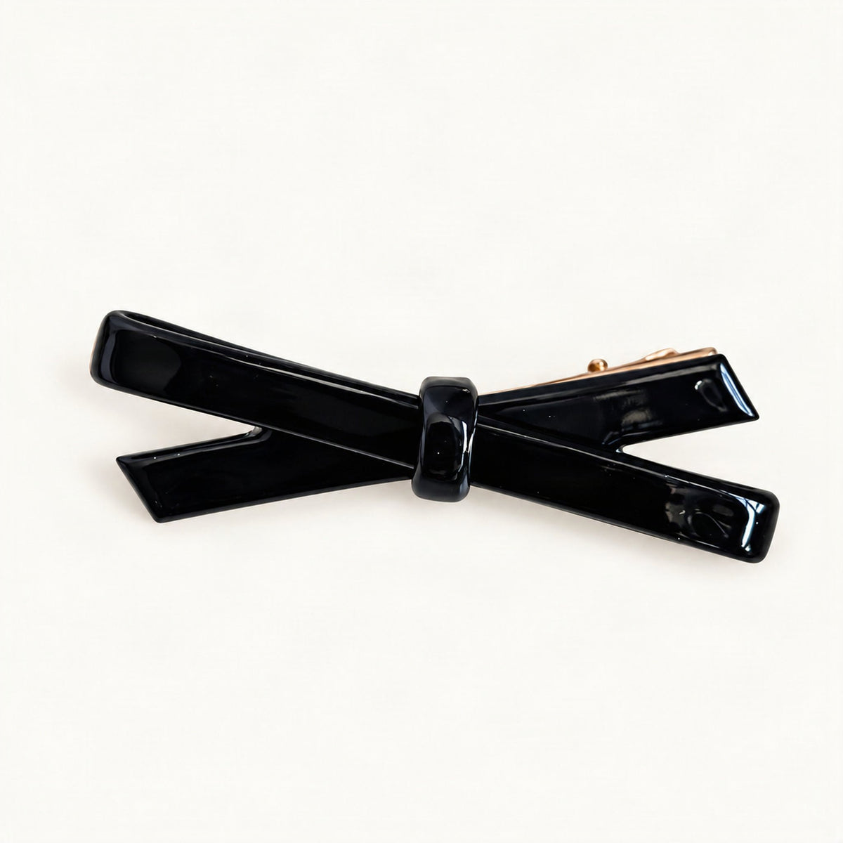 Cellulose Acetate Bow Side Hair Clip, 6.6 cm in Black [FITINY Hair]