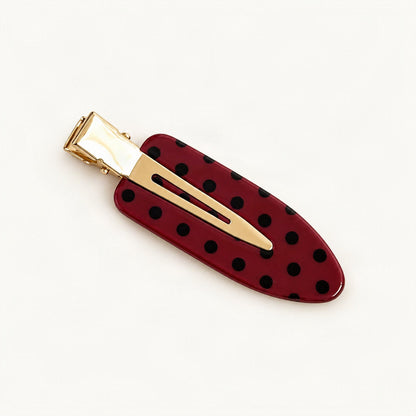 Polka Dot Acetate Snap Hair Clip, 6 cm in Red & Black [FITINY Hair]