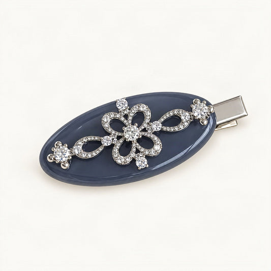 Acetate Duckbill Hair Clip, 2 in, 4 mm Thick in Blue & Grey [FITINY Hair]