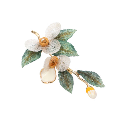 Rose Hair Clip with Embroidered Leaves, additional view 5
