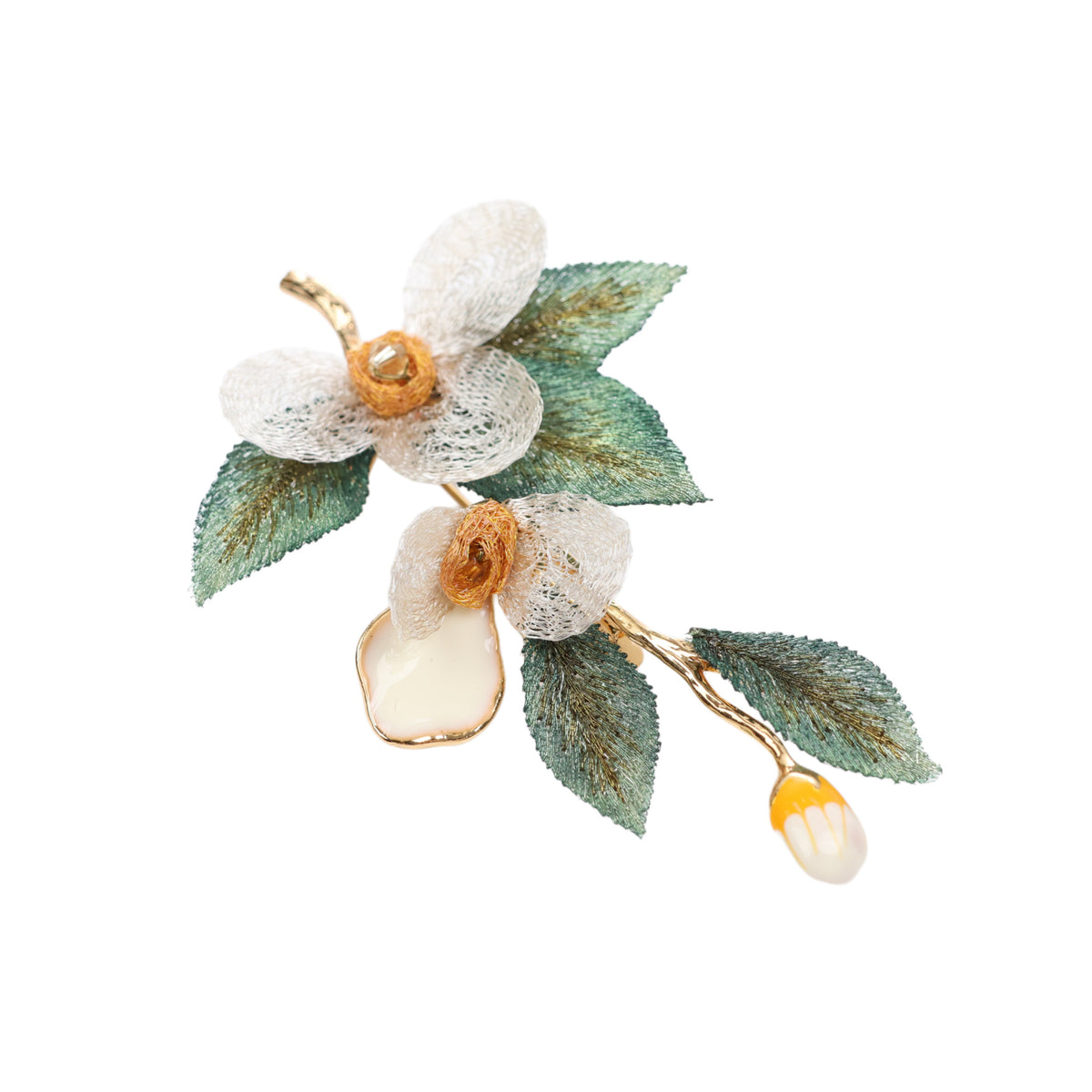 Rose Scrunchie with Embroidered Leaves, additional view 5