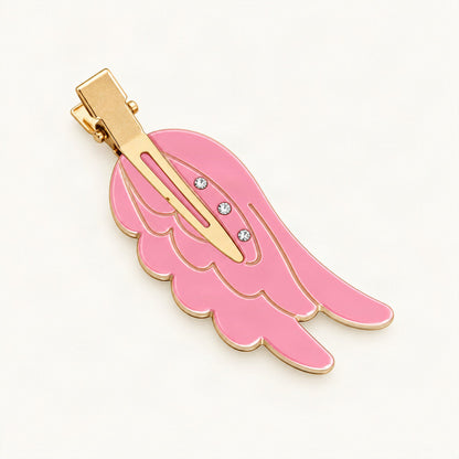 Wing Acetate Duckbill Side Clip with Rhinestones in Pink [FITINY Hair]
