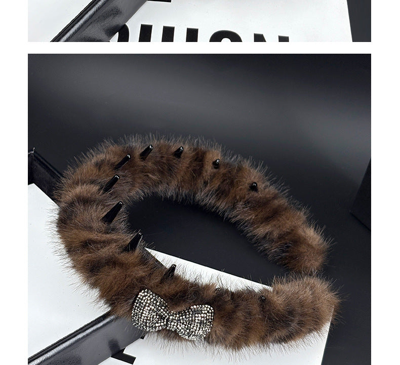 Faux Fur Headband with Toothed Lining, additional view 8