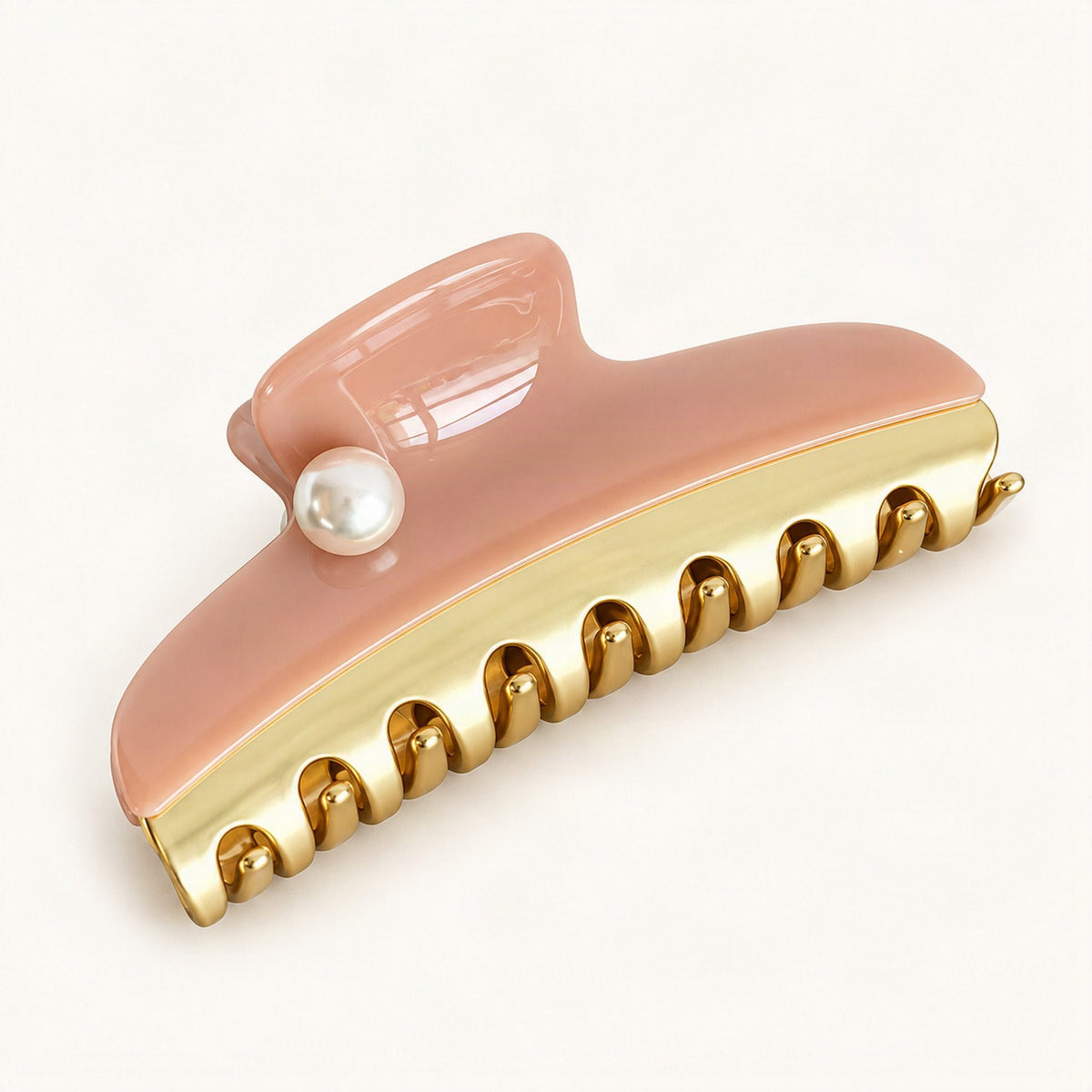 Acetate Claw Hair Clip with Faux Pearl Accent in Pink [FITINY Hair]